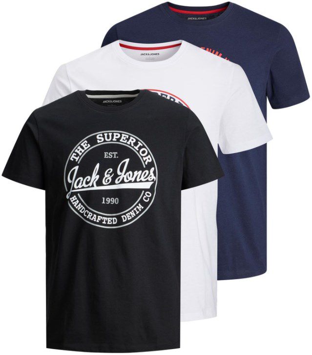 3er Pack Jack & Jones T Shirts   Einmal jeweils Weiß, Navy und Schwarz für 16,99€ (statt 27€)
