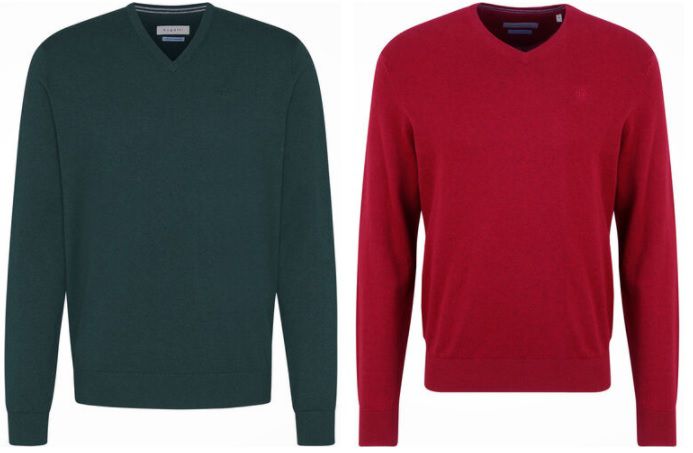 Bugatti Pullover mit V Ausschnitt aus Baumwolle + Kaschmir   verschiedene Farben ab 24,49€ (statt 50€)