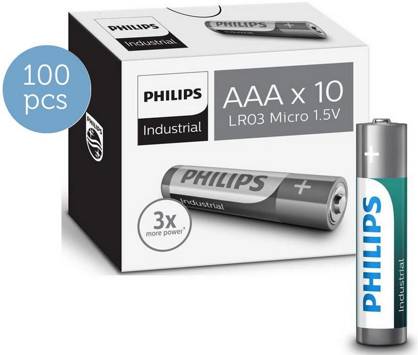 100x Philips Industrial Alkaline Batterie AA oder AAA für 28,90€