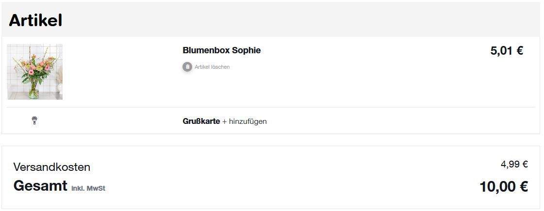 Blume2000: Blumenbox Sophie für 10€ (statt 25€)