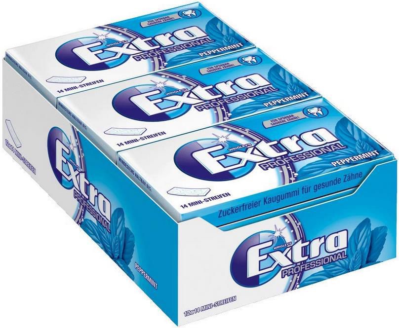 12er Pack Extra Kaugummi Professional Peppermint   Zuckerfrei 12 x 14 Mini Streifen ab 10,20€ (statt 12€)   Prime
