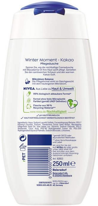 4x NIVEA Winter Moment Kakao Pflegedusche 250 ml ab 3,30€ (statt 7€)   Prime Sparabo