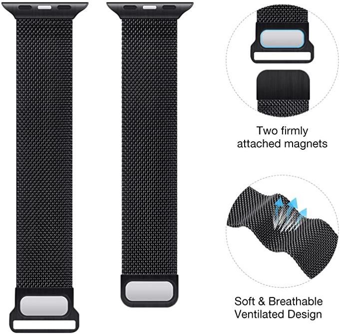 FENGLIN Edelstahl Ersatzarmband Kompatibel mit Apple Watch 44/45/42mm für 5,99€ (statt 15€)   Prime