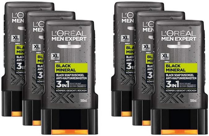 6er Pack LOréal Men Expert Black Soap Duschgel 6 x 300 ml ab 8,77€ (statt 15€)   Prime