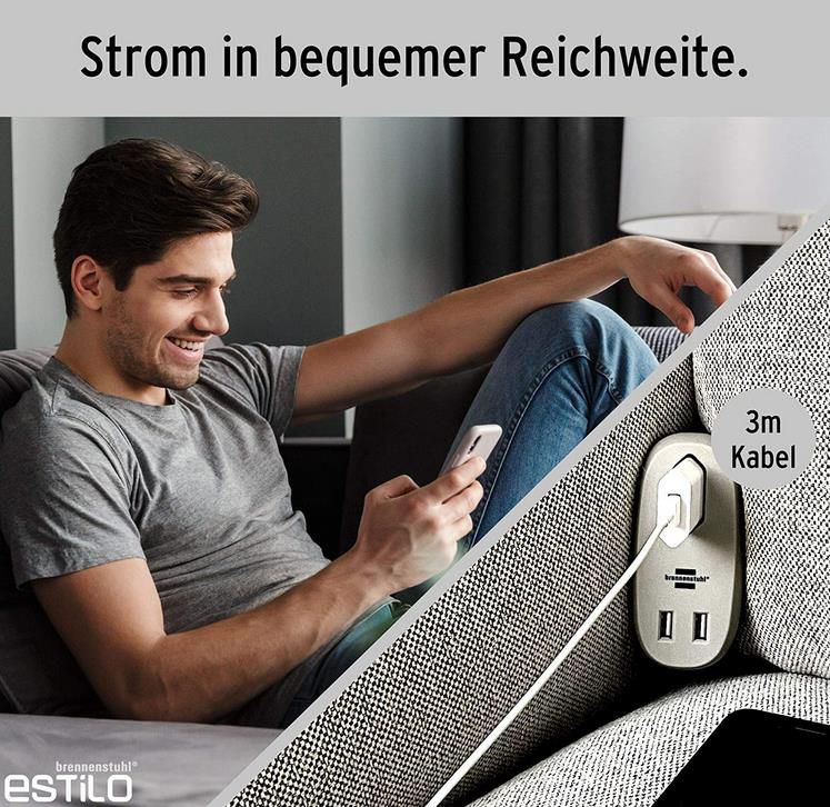 brennenstuhl estilo Sofa Steckdose mit USB für 12,79€ (statt 18€)