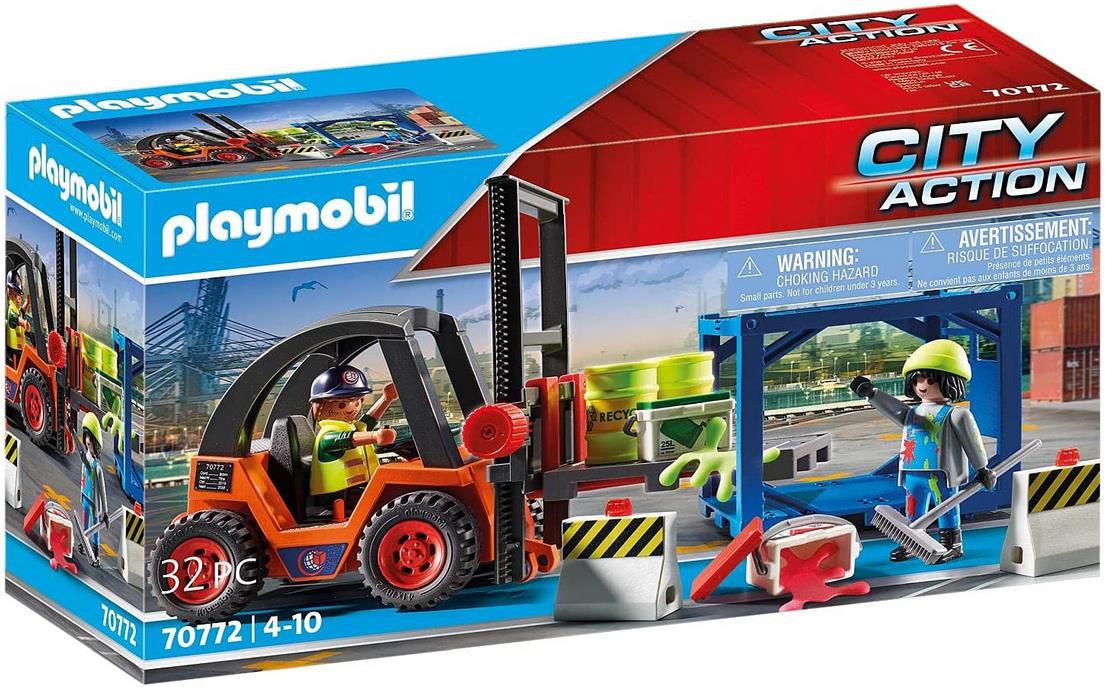 Playmobil 70772 City Action   Gabelstapler mit Hubfunktion, Containermodul und Schwerlastpalette für 15€ (statt 20€)   Prime