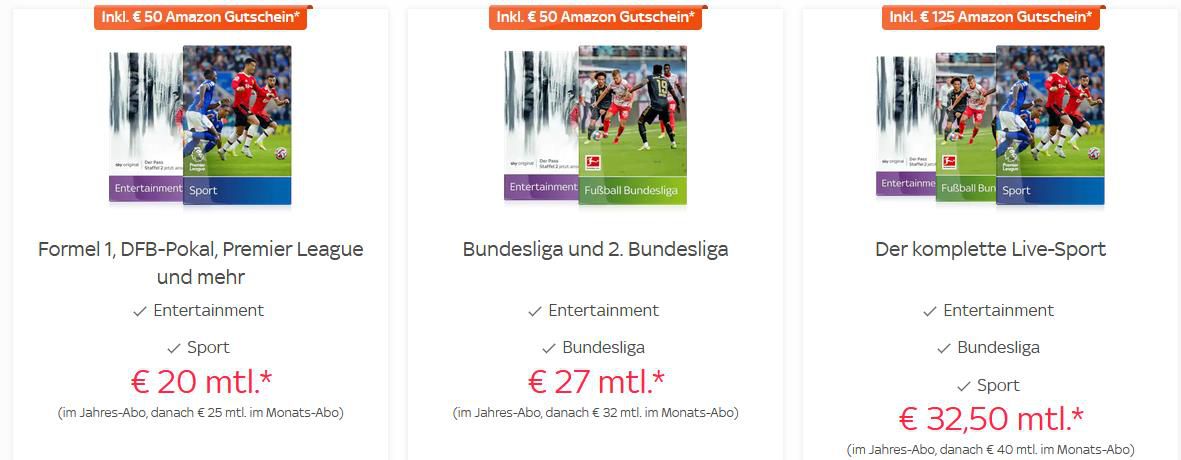 🔥Sky: Rabattierte Sky Jahresabos + Bis zu 125€ Amazon Gutschein