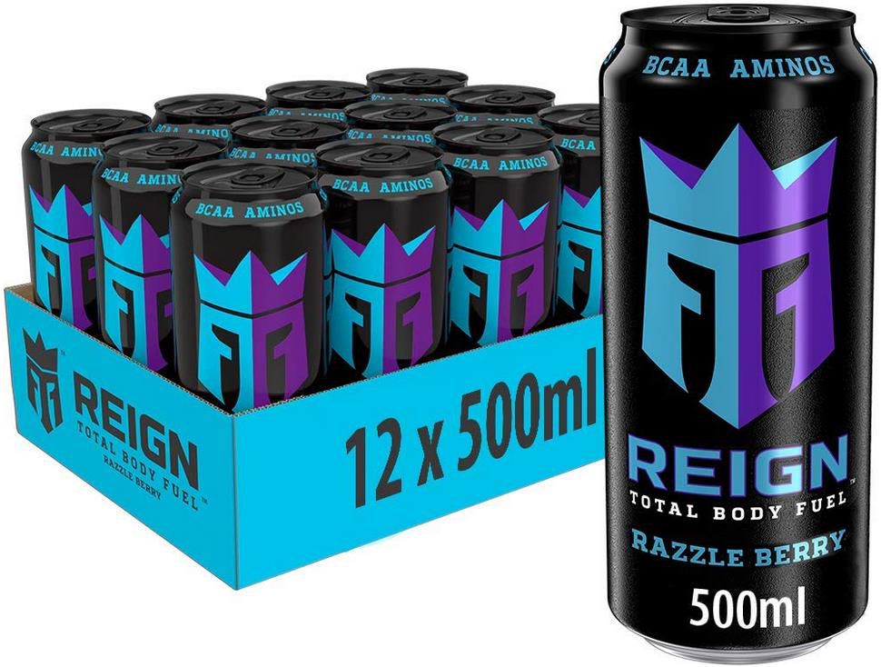 12er Pack REIGN Razzle Berry Energy Drink   12x500 ml mit BCAA, L Arginin, B Vitaminen ab 13,44€ zzgl. Pfand (statt 27€)   Prime