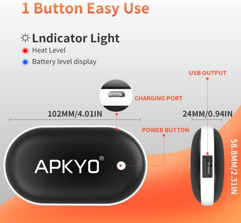 Apkyo wiederaufladbarer Handwärmer mit Powerbank   5.200mAh für 11,99€ (statt 24€)