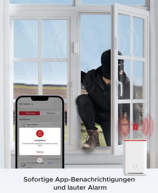 X Sense 8 teiliges kabelloses Alarmsystem Set   Bewegungssensor, Tür /Fenstersensor, Fernbedienung für 89,99€ (statt 170€)