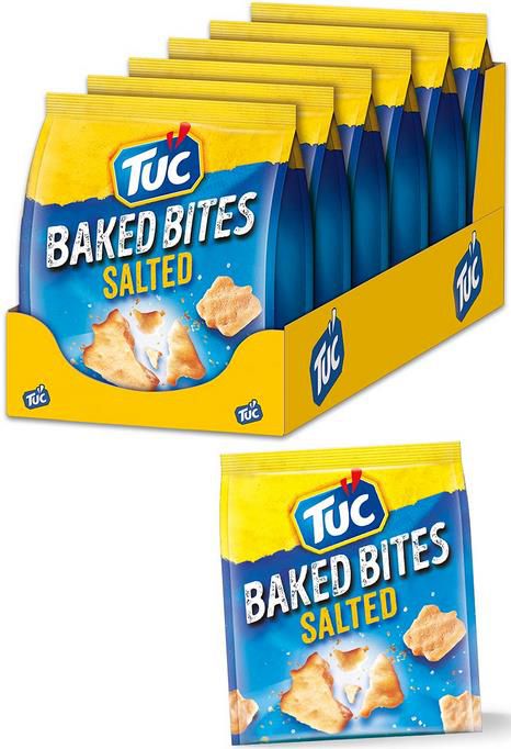6er Pack TUC Baked Bites Salted   Fein gesalzene Mini Cracker, 110g ab 5,52€ (statt 11€)   Prime