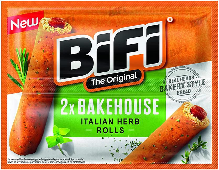 12er Pack BiFi Bakehouse Roll   Snack im Teigmantel mit italienische Kräutern   12x2x40g für 19,16€ (statt 24€)   Prime