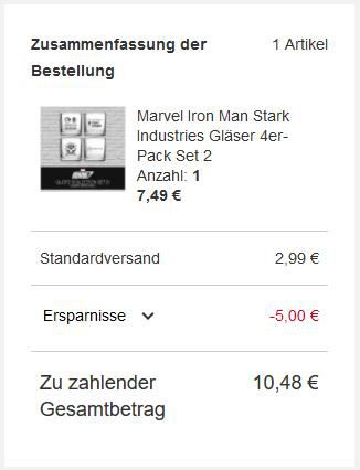 Marvel   Iron Man Stark Industries Gläser   4er Pack für 10,48€ (statt 30€)