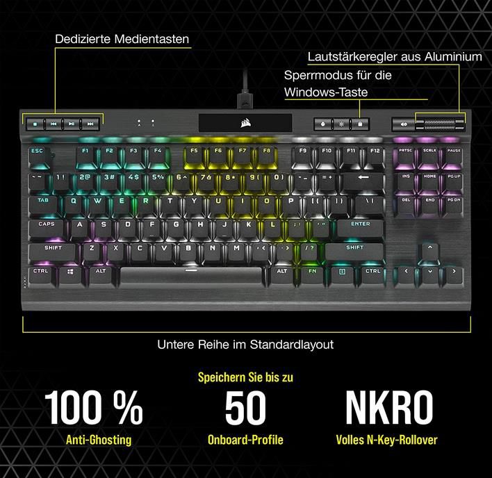 Corsair K70 RGB TKL Champion Series   Mechanische Tenkeyless Gaming Tastatur für 129,99€ (statt 146€)