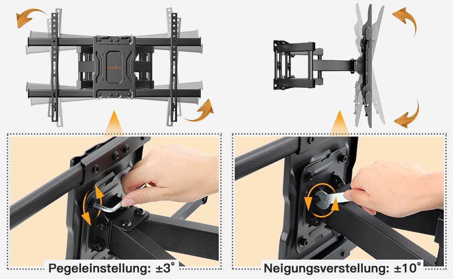 Perlegear TV Wandhalterung für 37 bis 70 Zoll & max 60kg für 24,99€ (statt 50€)