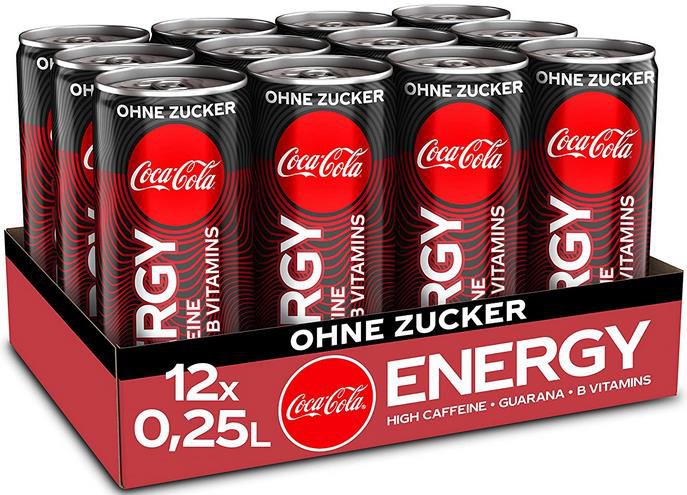 12er Pack Coca Cola Energy mit oder ohne Zucker 12 x 250ml ab 9,40€ (statt 15€)   Prime Sparabo