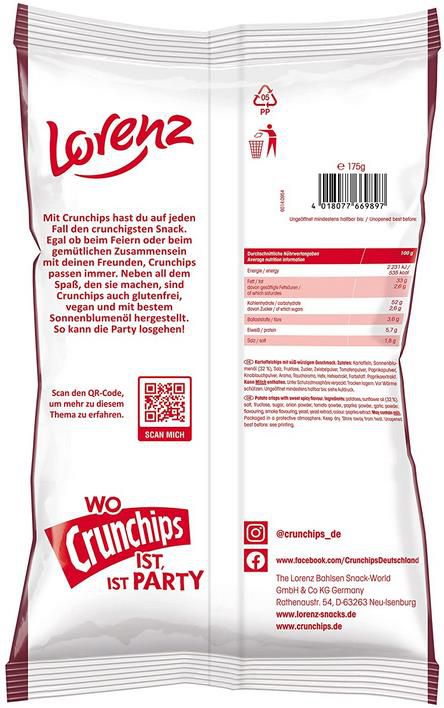 10er Pack Lorenz Crunchips Western Style, 175 g ab 9,52€ (statt 17€)   Prime Sparabo