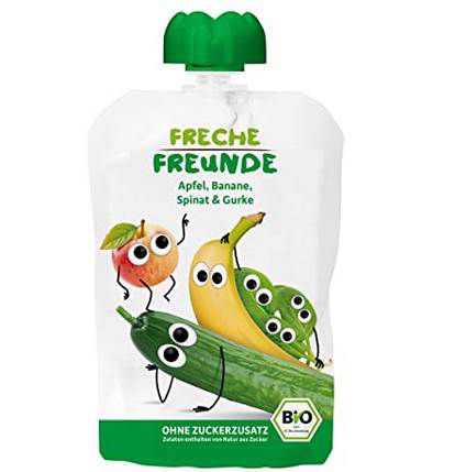 6x FRECHE FREUNDE Bio Quetschie Apfel, Banane, Spinat & Gurke (glutenfrei & vegan) ab 3,11€ (statt 5€)   Prime Sparabo