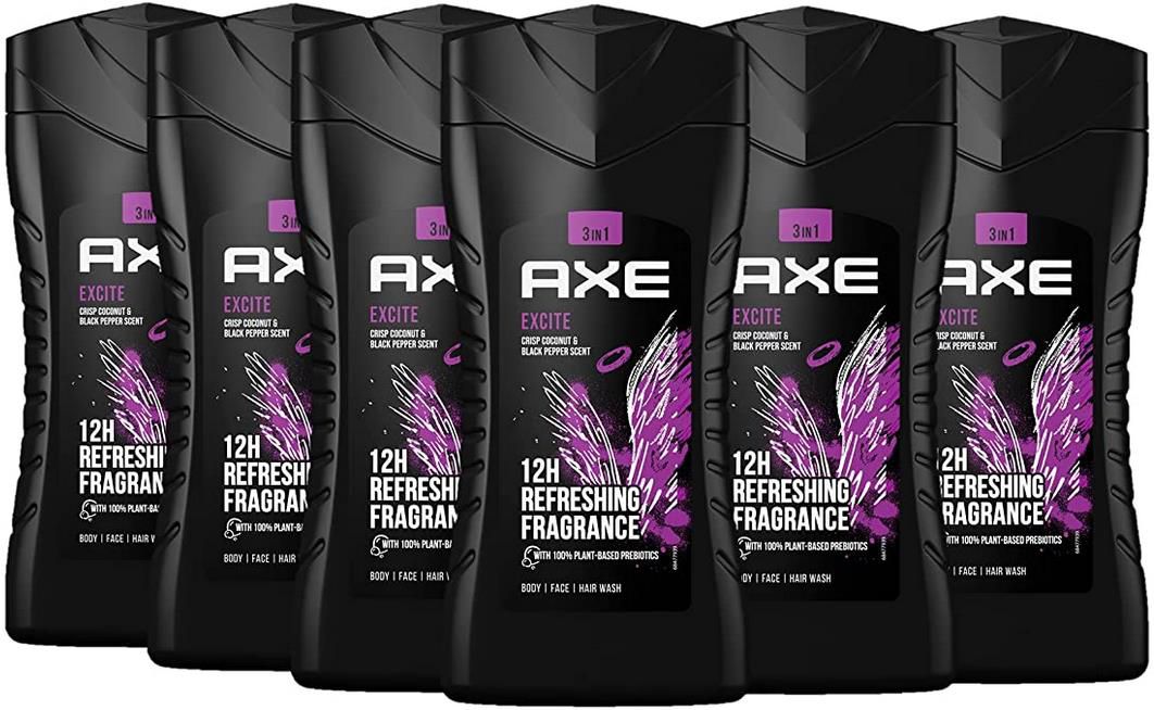 6er Pack Axe Excite 3in1 Duschgel auf Pflanzenbasis 250ml ab 9,08€ (statt 11€)   Prime