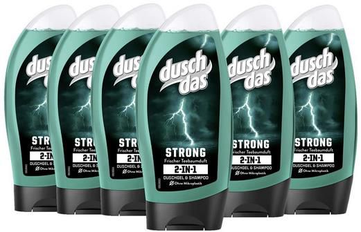 6er Pack Duschdas Strong 2 in 1 Duschgel & Shampoo mit Teebaumduft 6 x 250ml ab 6,37€   Prime