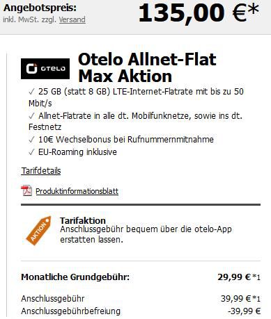 Apple iPhone 12 5G mit 64 GB für 135€ + otelo Vodafone Allnet Flat + 25GB LTE für 29,99€ mtl.
