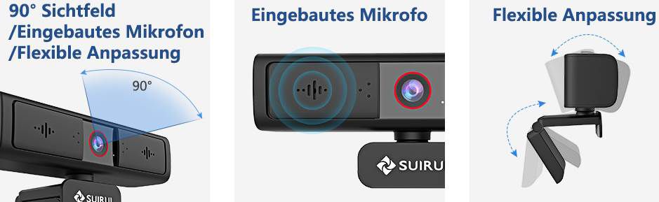 SUIRUI 1080P HD Webcam mit Autofokus & 90° Sichtfeld für 21,66€ (statt 30€)