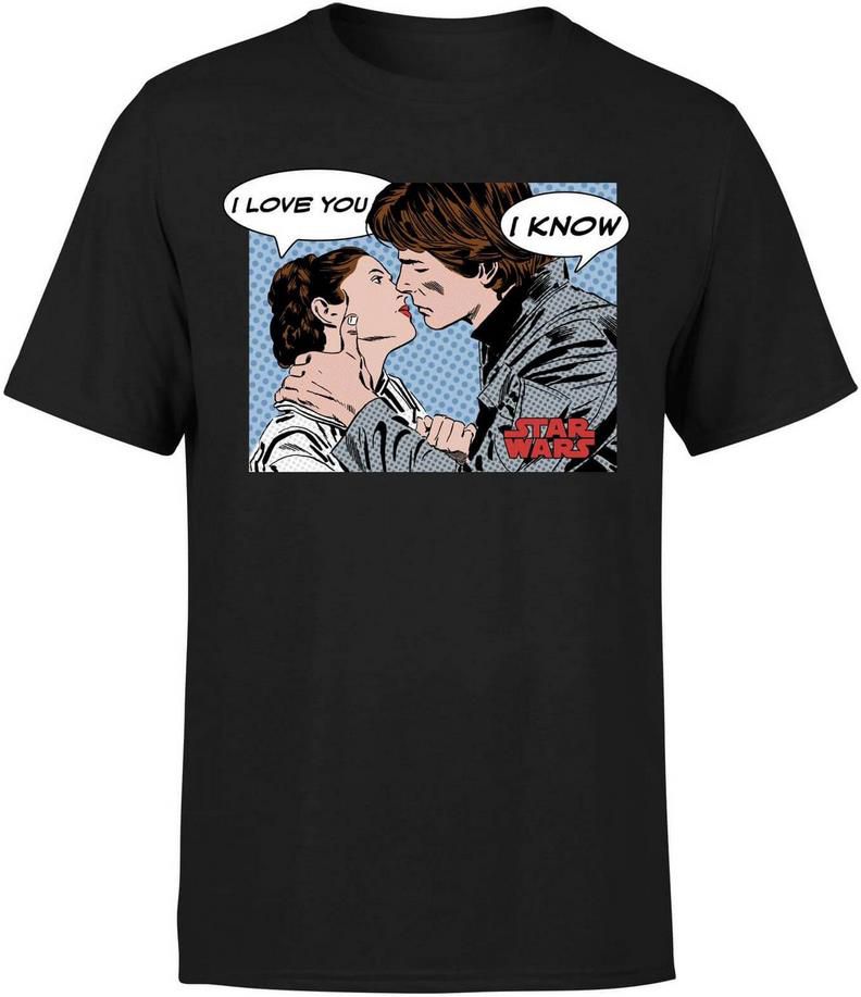 Zavvi: 40% Rabatt auf Valentinstag Kleidung   z.B. Star Wars Leia Han Solo Love Herren T Shirt für 14,08€ (statt 20€)