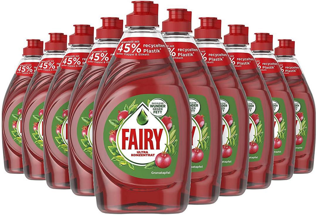 10er Pack Fairy Spülmittel Granatapfel 10 x 450 ml / 4,5 Liter ab 11,25€ (statt 19€)   Prime