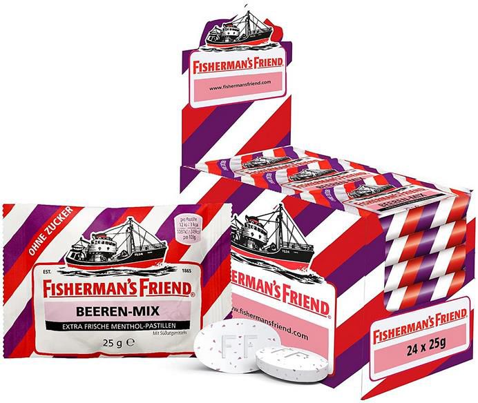 24er Pack Fishermans Friend Beeren Mix Zuckerfrei 24 x 25g für 14,95€ (statt 21€)