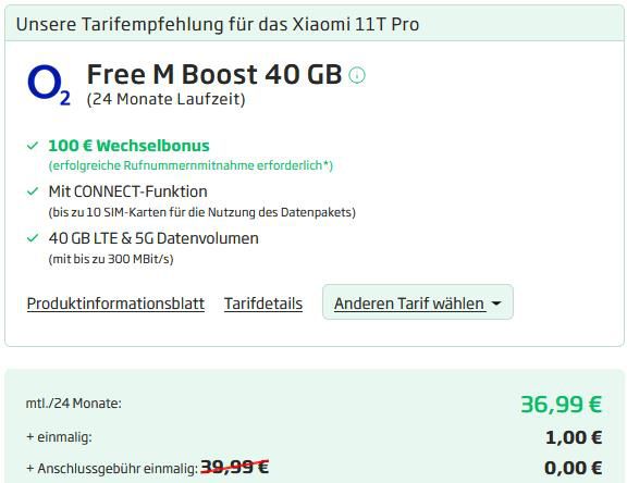 Xiaomi 11T Pro 256GB + Mi Smart Air Fryer für 1€ + o2 Allnet Flat mit 40GB LTE für 39,99€ mtl.