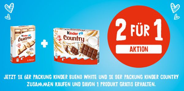 Coupies: 2 für 1 Aktion mit Kinder Country und bueno white