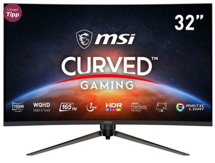 MSI Optix AG321CQR   32 Zoll Curved Gaming Monitor 165 Hz für 329€ (statt 400€)