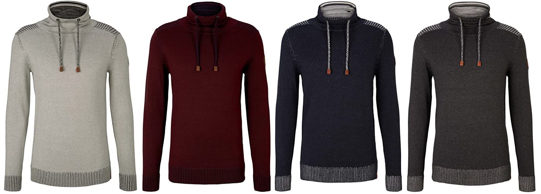 Tom Tailor Pullover mit Stehkragen in Grau, Blau, Schwarz oder Rot ab 28€ (statt 39€)