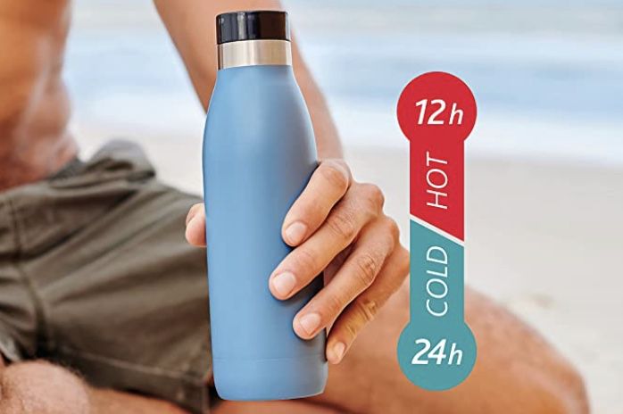 Emsa Bludrop Sleeve Trinkflasche 0,5 Liter in Petrol für 14,64€ (statt 23€)   Prime