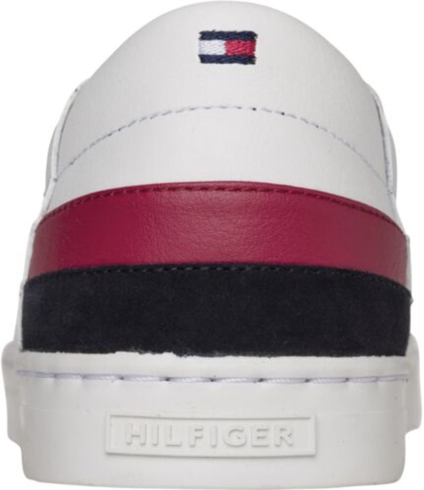 Tommy Hilfiger Corporate Stripes Leder Sneaker in Weiß für 40€ (statt 56€)