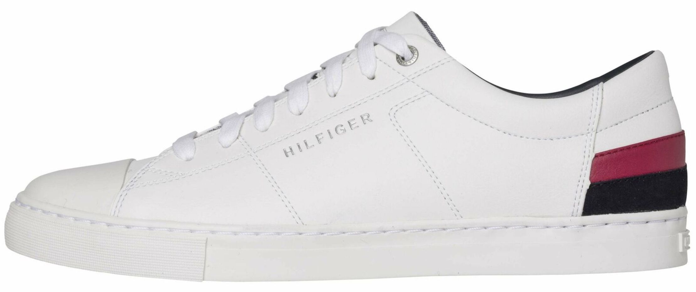 Tommy Hilfiger Corporate Stripes Leder Sneaker in Weiß für 40€ (statt 56€)