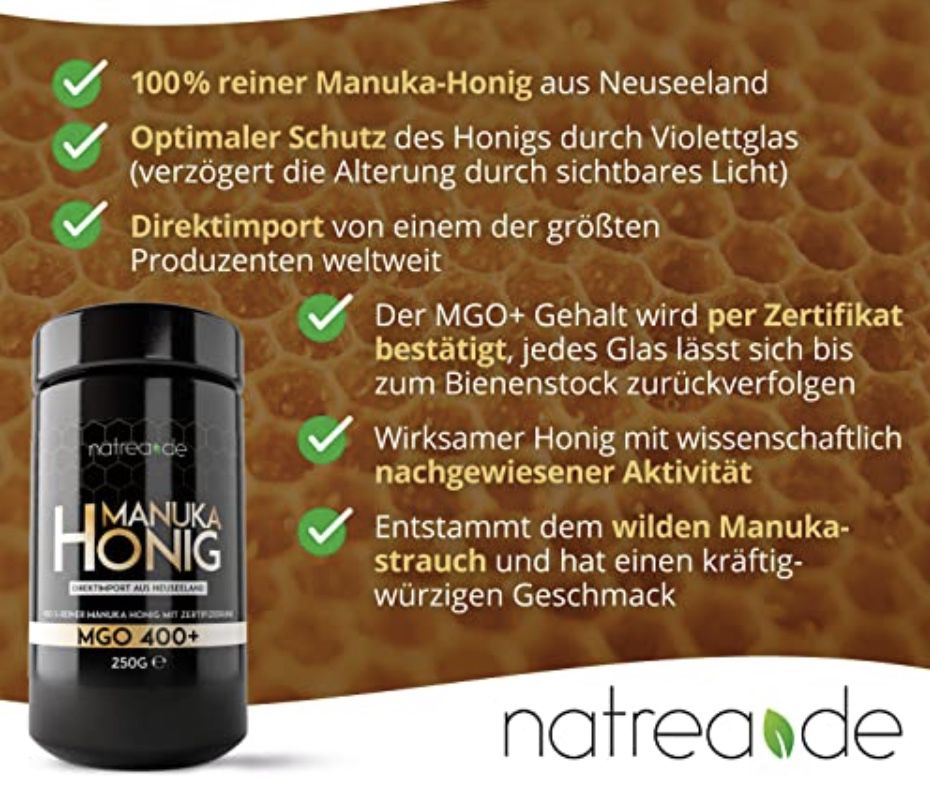 250g Natrea Manuka Honig 400 MGO + 100g Manuka Bonbons für 32,99€ (statt 40€)