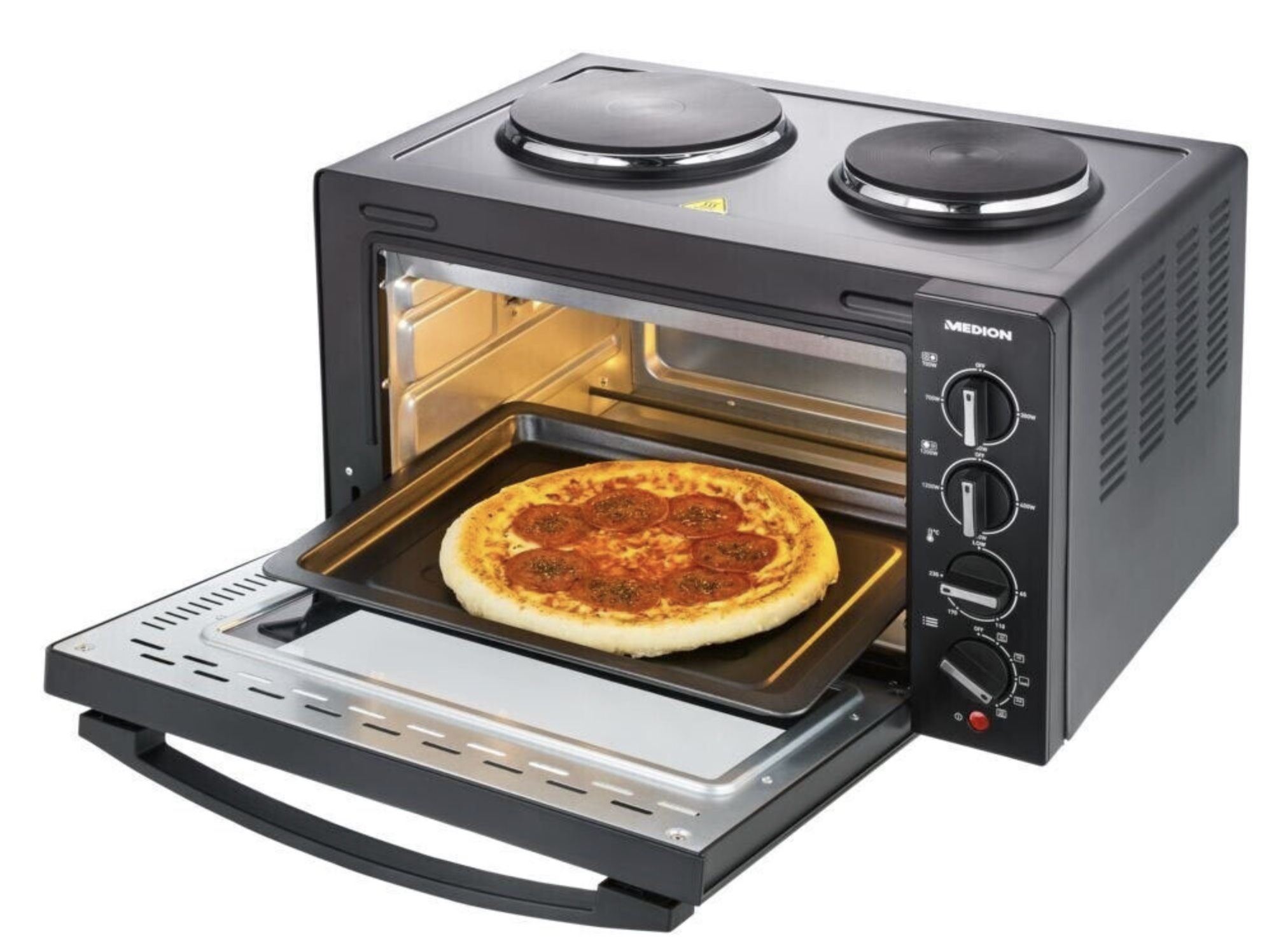 Medion MD 10307 Mini Backofen mit Doppelkochplatte ab 84€ (statt 109€)