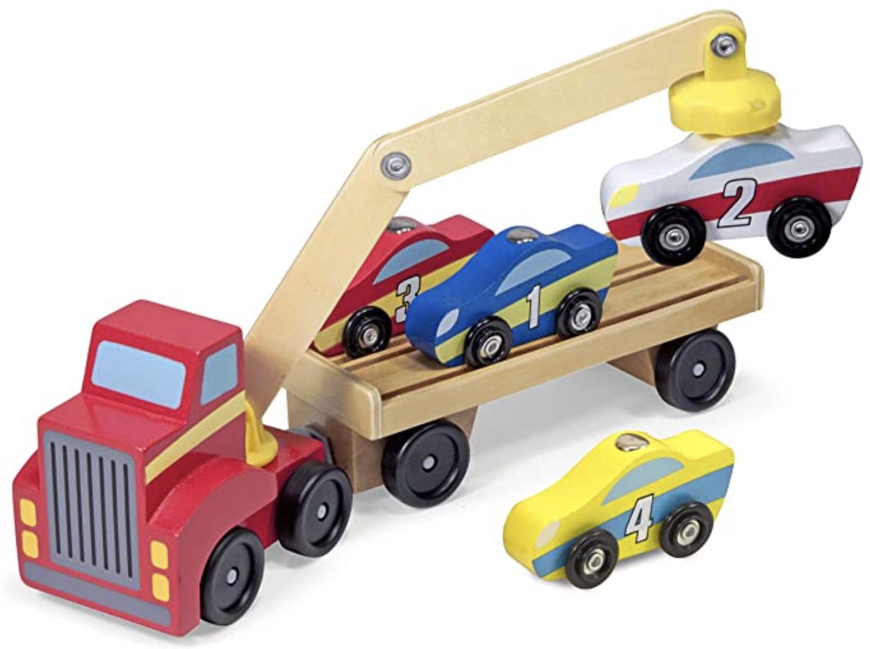 Melissa & Doug Autotransporter aus Holz mit magnetischem Autoheber für 15,99€ (statt 24€)   Prime