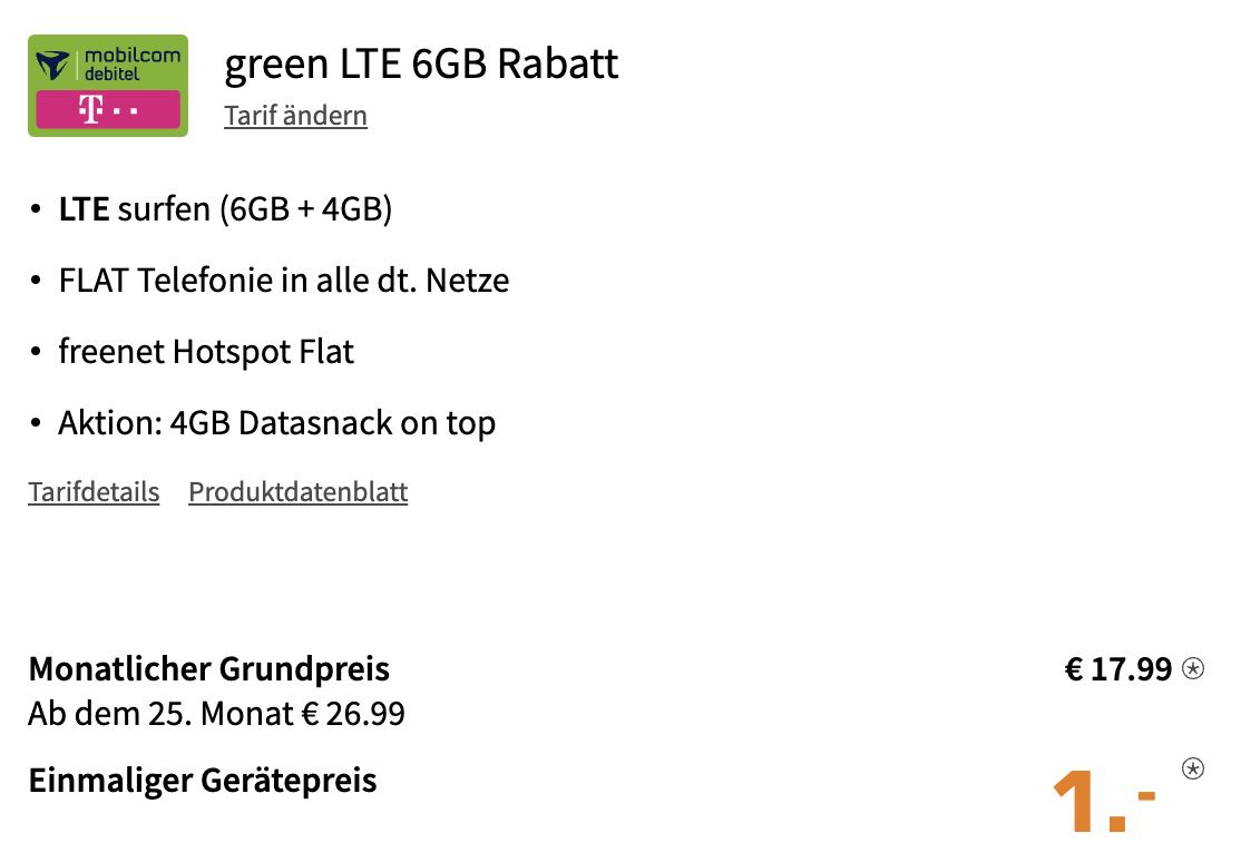 Samsung Galaxy S20 FE 5G mit 128GB für 1€ + Telekom Allnet Flat mit 10GB LTE für 17,99€ mtl.