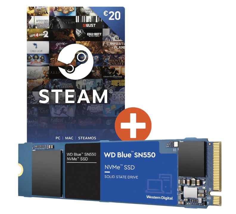 WD Blue SN550 2TB M.2 SSD NVMe inkl. 20€ Steamguthaben für 149,90€ (statt 205€)