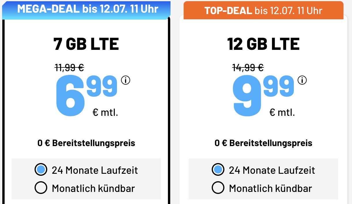 Sim.de o2 Allnet Flat mit 7GB LTE für 6,99€ mtl.   nur 1 Monat Laufzeit