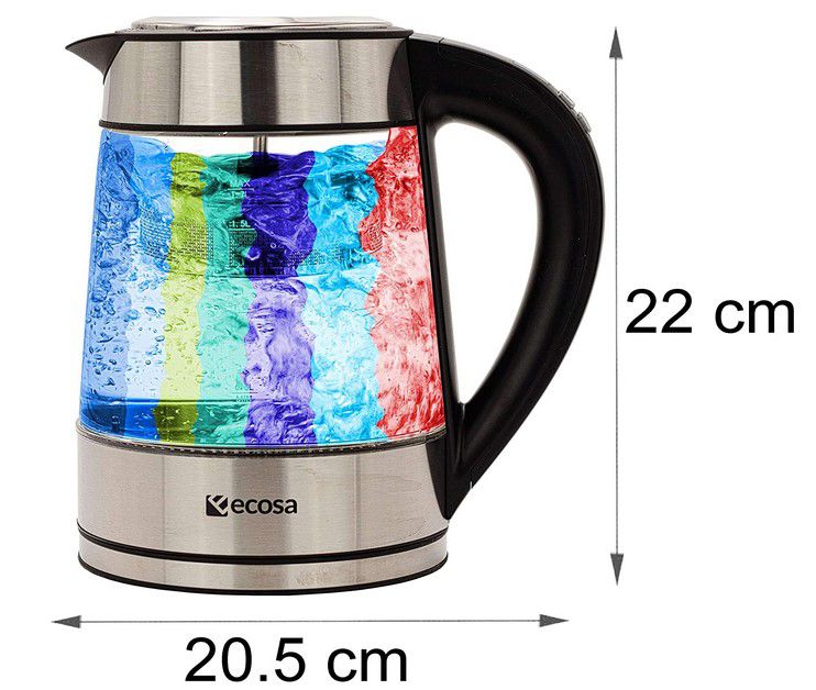 Ecosa EO 650 Edelstahl LED Glas Wasserkocher mit Teesieb für 24,90€ (statt 30€)