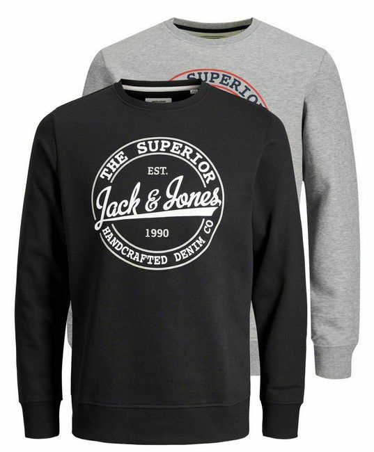 2er Pack Jack & Jones Loopback Herren Big Logo Sweatshirts für 19,59€ (statt 35€)   Restgrößen