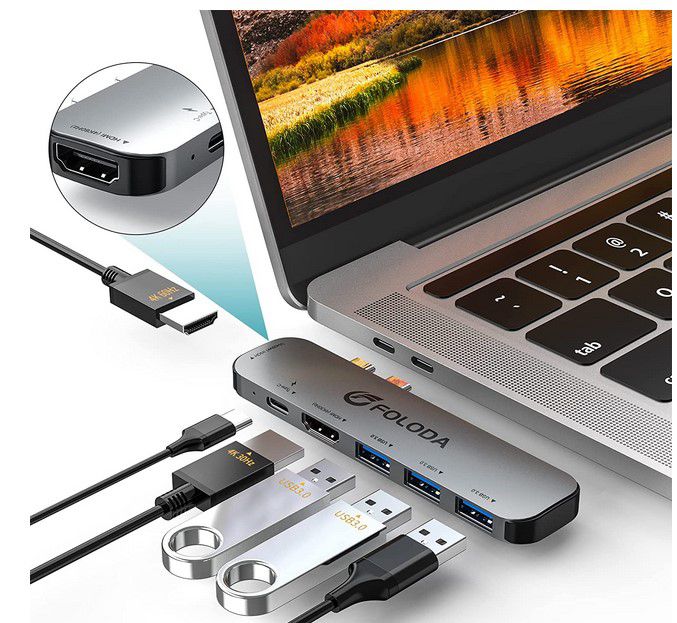 FOLODA 6 in 2 USB C Multiport Hub für MacBook für nur 19,99€ (statt 40€)