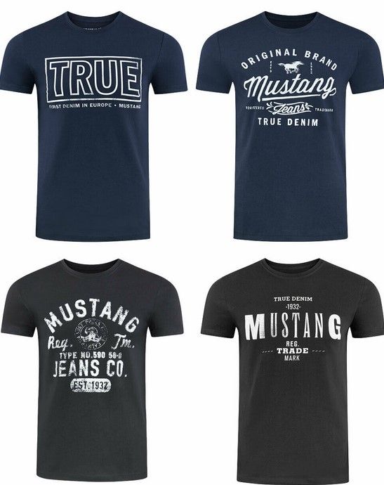 4x Mustang Herren Logo Print T-Shirt für 39,99€ (statt 69€) – bis 6XL!