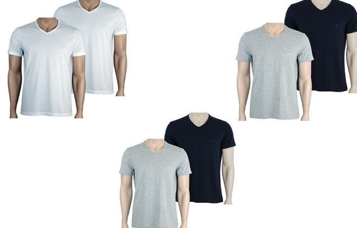 Doppelpack: Emporio Armani Herren V Neck T Shirts für 36,95€ (statt 50€)