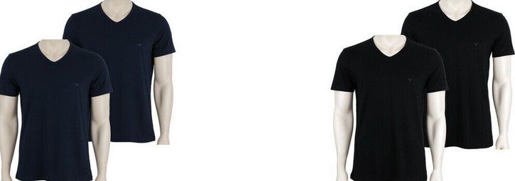 Doppelpack: Emporio Armani Herren V Neck T Shirts für 36,95€ (statt 50€)