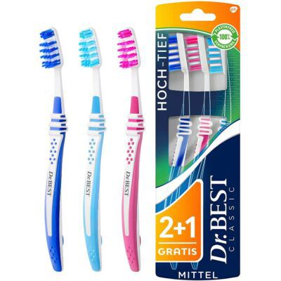 3er Pack Dr.BEST Hoch Tief Zahnbürste, Mittel ab 2,62€ (statt 4€)