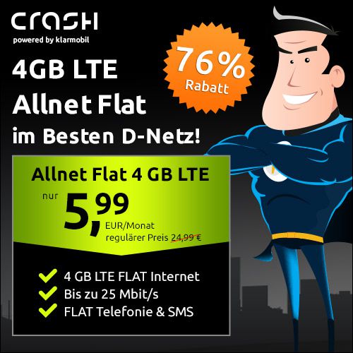 🔥 Telekom Allnet Flat mit 4GB LTE für 5,99€ mtl.